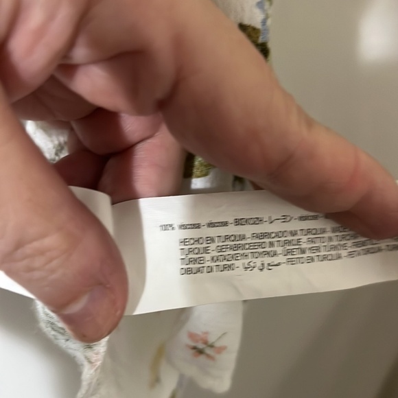 Zara XXL White Floral Shirt with Draw String Waist - Picture 4 of 5